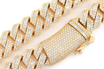 20MM BAGUETTE MIAMI CUBAN DIAMOND NECKLACE 14K SOLID GOLD 59.50CTW
