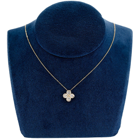 COLIER CU TRIFOI ȘI DIAMANTE CU PATRU FOI, ATAȘAT DIN AUR MASIV DE 14K, 0.70CT