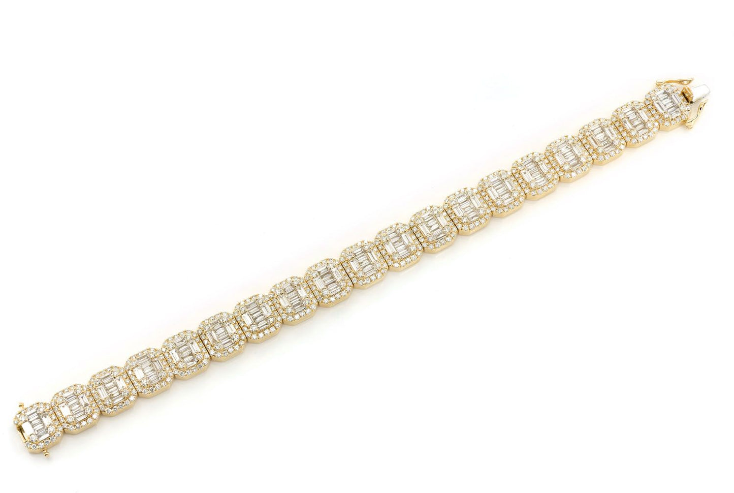 BAGUETTE RAISED RECTANGULAR LINK BRACELET 14K   19.00CTW