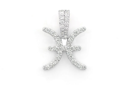 PANDANT ZODIACĂ PEȘTI CU DIAMANT AUR MASIV 14K 0.75CT