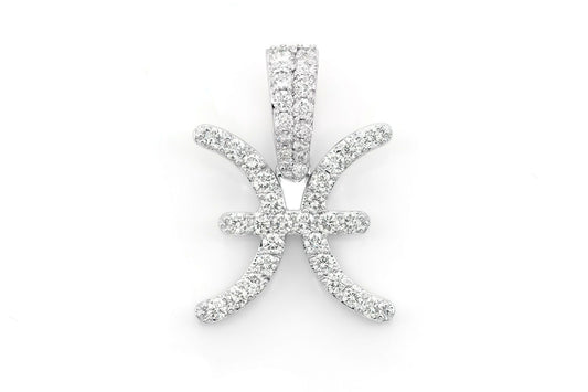 PISCES ZODIAC DIAMOND PENDANT 14K SOLID GOLD 0.75CTW