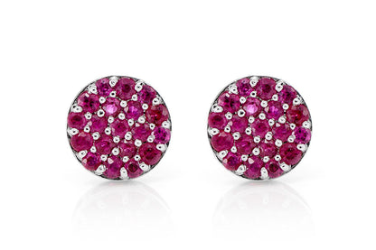 ROUND RUBY CLUSTER STUD EARRINGS 14K SOLID GOLD 0.30CTW
