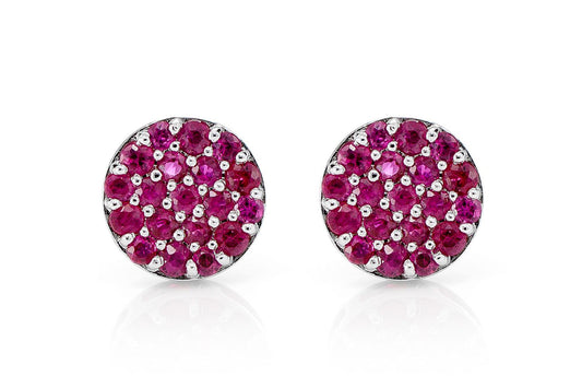 ROUND RUBY CLUSTER STUD EARRINGS 14K SOLID GOLD 0.30CTW