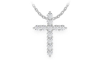 HIDDEN BAIL CROSS PENDANT 14K SOLID GOLD 0.40CTW