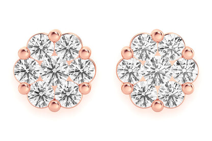 2.00CTW FLOWER STUD DIAMOND EARRINGS 14K SOLID GOLD