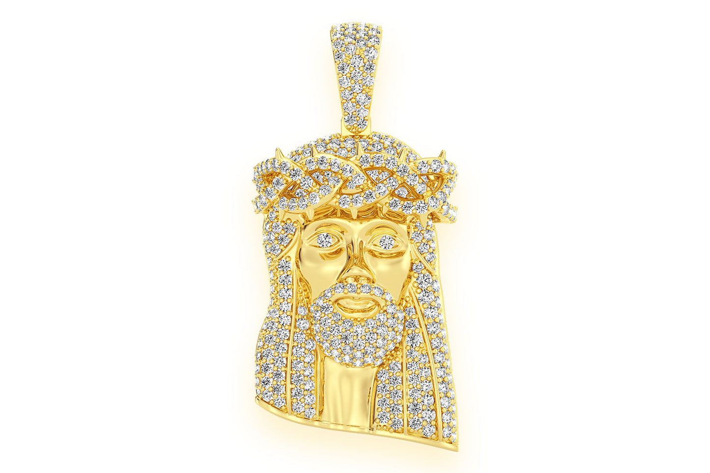 JESUS DIAMOND PENDANT 14K SOLID GOLD 1.50CTW
