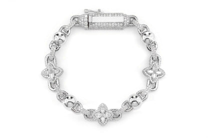 BEADED MARQUISE FLOWER ROLO BRACELET 14K SOLID GOLD 14.50CTW