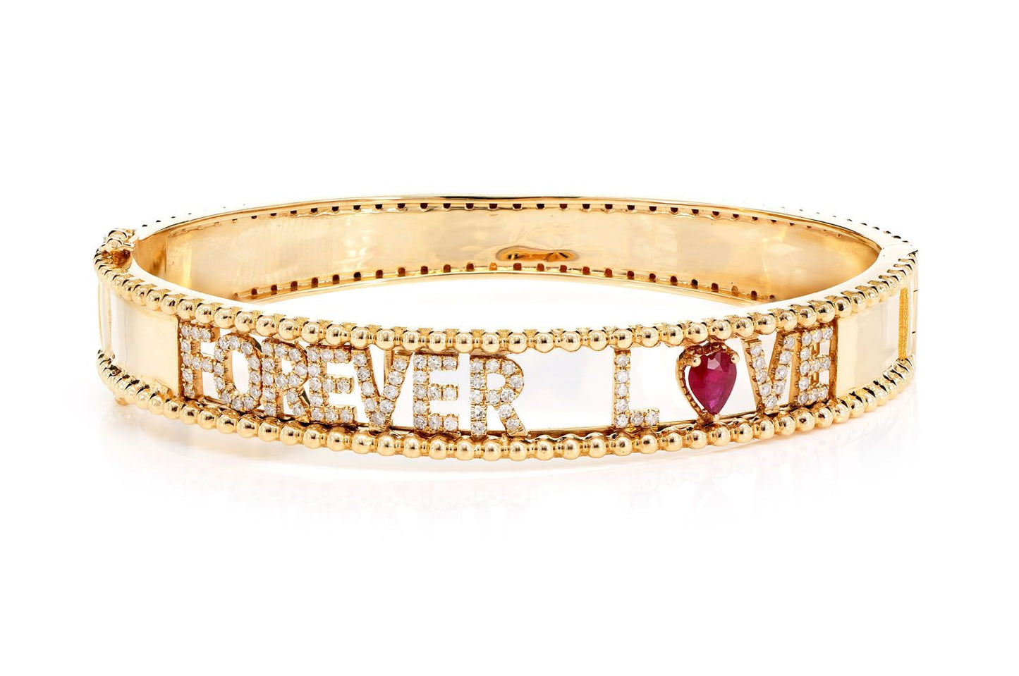 FOREVER LOVE DIAMOND AND RUBY BRACELET 14K SOLID GOLD