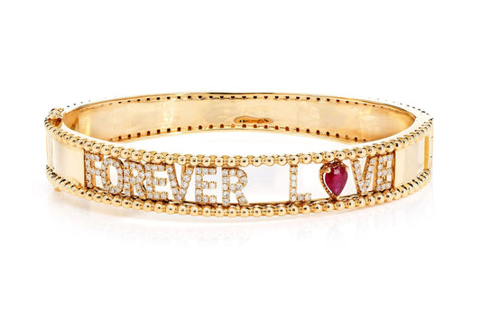 FOREVER LOVE DIAMOND AND RUBY BRACELET 14K SOLID GOLD