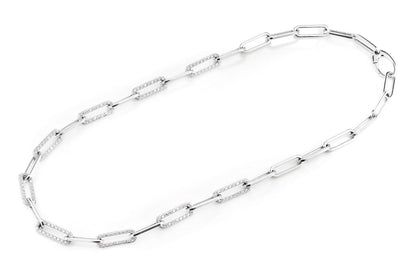 ALTERNATING ELONGATED DIAMOND ROLO LINK 18" NECKLACE 14K SOLID GOLD 5.35CTW