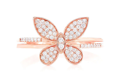 INEL MODĂ CU DIAMANTE CU ARIPI DE FLUTURE, AUR MASIV DE 14K, 0.30CTW