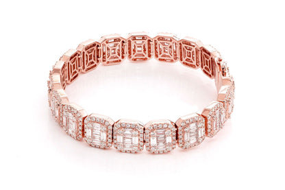 BAGUETTE RAISED RECTANGULAR LINK BRACELET 14K   19.00CTW