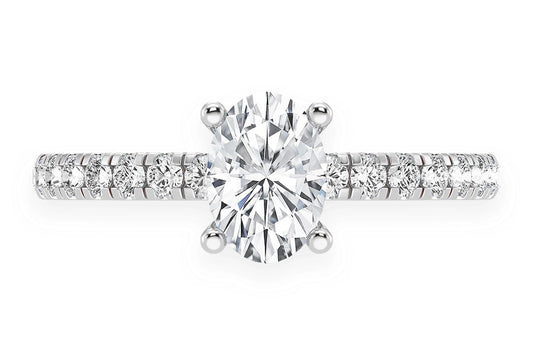 THINN - 0.75CT OVAL SOLITAIRE - ONE ROW UNDER HALO - DIAMOND ENGAGEMENT RING