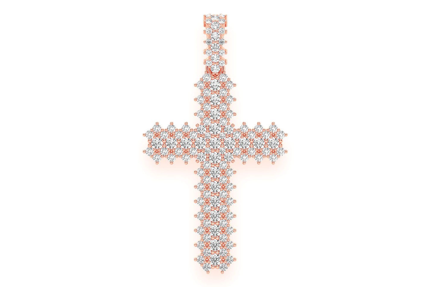 JAGGED CROSS DIAMOND PENDANT 14K SOLID GOLD 1.75CTW