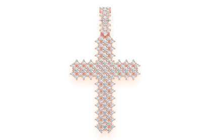 JAGGED CROSS DIAMOND PENDANT 14K SOLID GOLD 1.75CTW