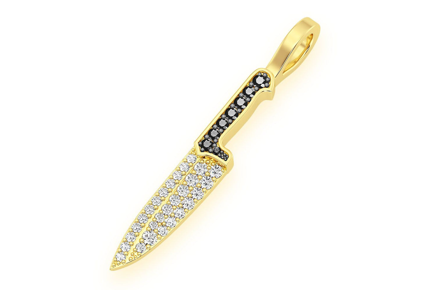 CHEF'S KNIFE DIAMOND PENDANT 14K SOLID GOLD .25CTW