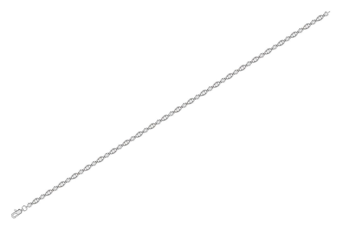 GEOMETRIC BEZEL SET LINK DIAMOND BRACELET 14K SOLID GOLD 0.50CTW