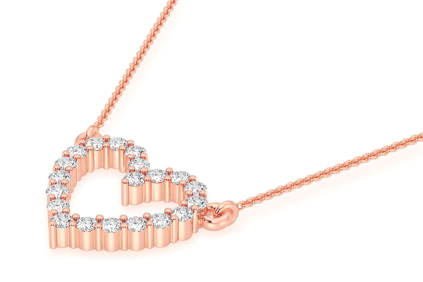 PANDANT CU INIMĂ ȘI DIAMANT, AUR MASIV DE 14K, 0.15CT