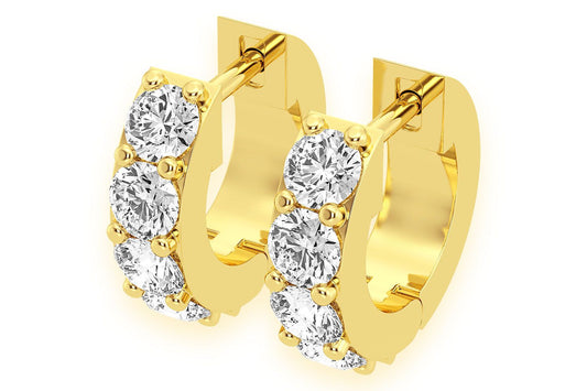 DIAMOND HUGGIE HOOPS SOLID GOLD 14K .50CTW