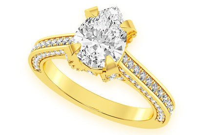 CHANT - 1.50CT PEAR SOLITAIRE - DELUXE ONE ROW SCALLOP - DIAMOND ENGAGEMENT RING