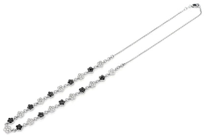 BLACK & WHITE DIAMOND CLOVER STATION CHAIN 14K SOLID GOLD 5.00CTW