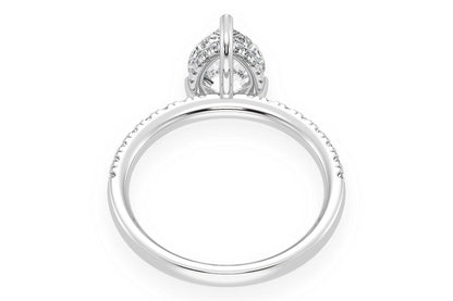 THINN - 2.00CT PEAR SOLITAIRE - ONE ROW UNDER HALO - DIAMOND ENGAGEMENT RING