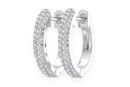THREE ROW BUBBLY HOOP DIAMOND EARRINGS 14K SOLID GOLD 0.20CTW