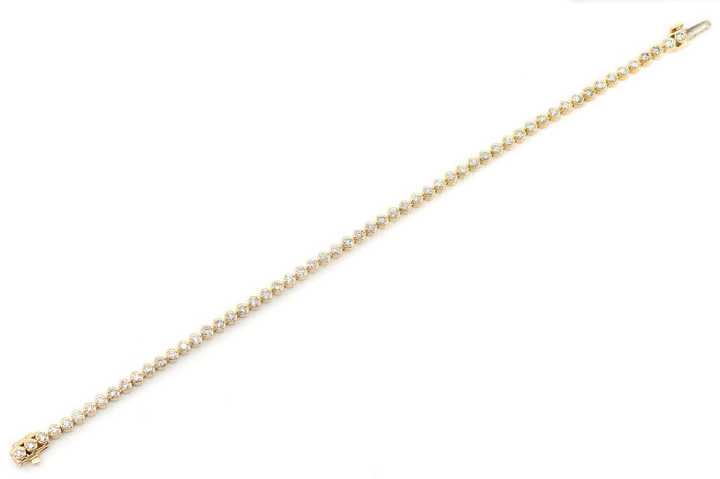 BEZEL SET DIAMOND TENNIS BRACELET 14K SOLID GOLD 2.00CTW