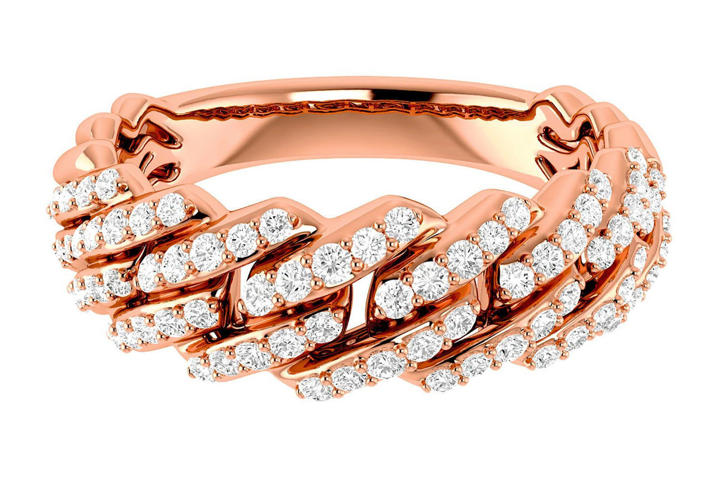 GRADUATED RAISED CUBAN LINK DIAMOND RING 0.50CTW 14K SOLID GOLD