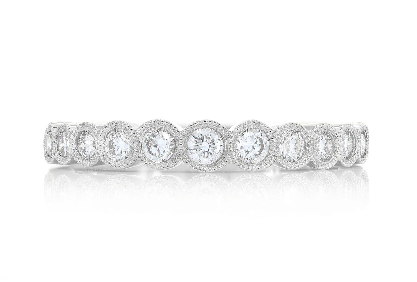 STACKABLE DIAMOND WEDDING BAND MILGRAIN BEZEL SET 14K SOLID GOLD 0.40CTW
