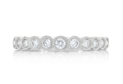 STACKABLE DIAMOND WEDDING BAND MILGRAIN BEZEL SET 14K SOLID GOLD 0.40CTW