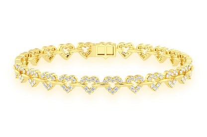 HEART SHAPE DIAMOND BRACELET 14K SOLID GOLD 2.35CTW