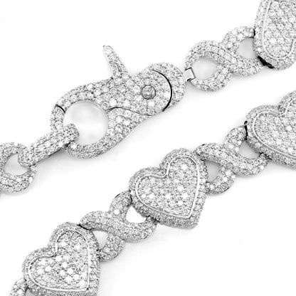 HEART INFINITY LINK DIAMOND NECKLACE 14K SOLID GOLD 28.45CTW
