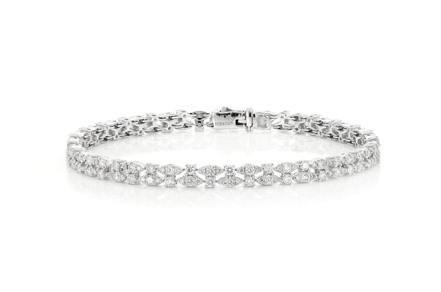 ROUND CLUSTER SIDE BY SIDE DIAMOND BRACELET 14K SOLID GOLD 3.00CTW