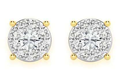 0.25CTW MOSAIC STUD DIAMOND EARRINGS 14K SOLID GOLD
