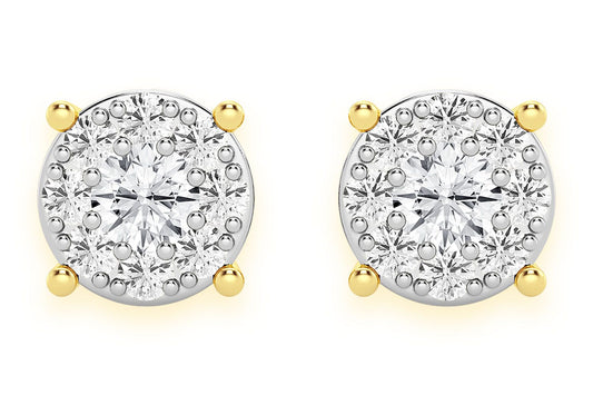 CERCEI CU DIAMANT ȘTIF ȘI MOZAIC DE 0.25 CT AUR MASIV DE 14K