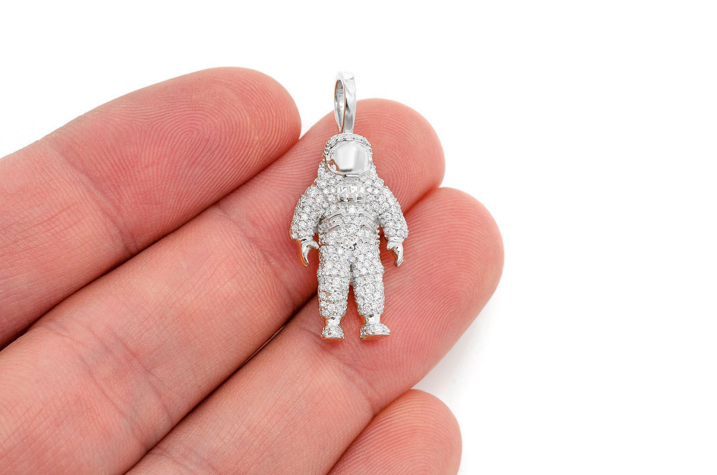 SPACE ASTRONAUT DIAMOND PENDANT 14K SOLID GOLD 1.00CTW
