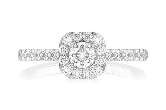 THAV - 0.75CTW SQUARE HALO - DIAMOND ENGAGEMENT RING