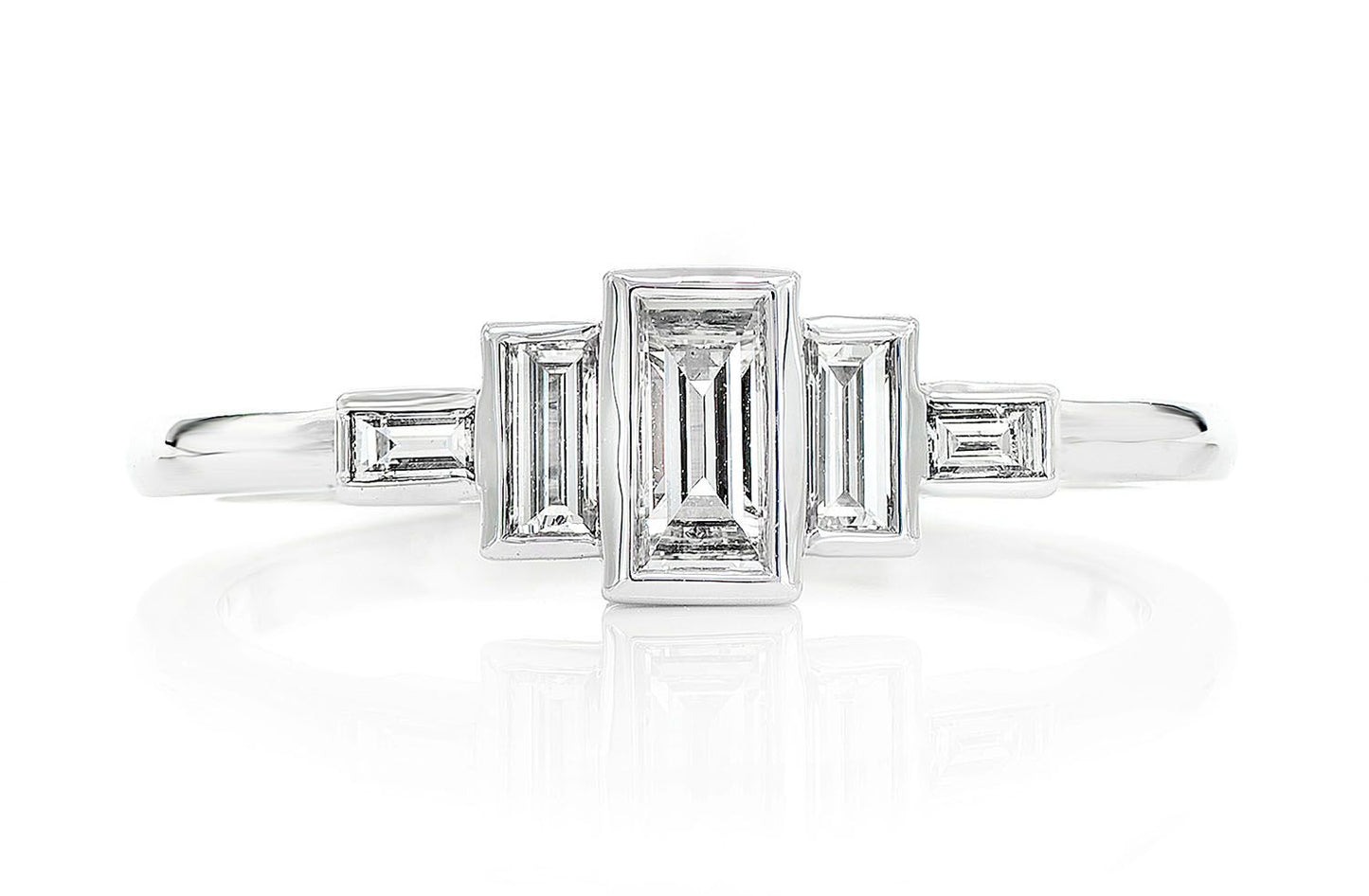 5 STONE BAGUETTE DIAMOND ENGAGEMENT RING 14K SOLID GOLD 0.35CTW