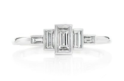 5 STONE BAGUETTE DIAMOND ENGAGEMENT RING 14K SOLID GOLD 0.35CTW