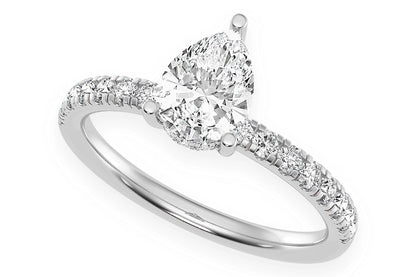 THINN - 1.00CT PEAR SOLITAIRE - ONE ROW UNDER HALO - DIAMOND ENGAGEMENT RING
