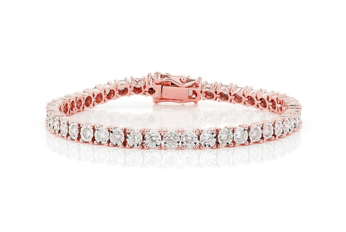 9PT MIRACLE SET DIAMOND TENNIS BRACELET 14K SOLID GOLD 4.50CTW