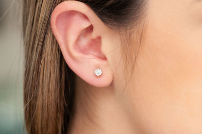 0.25CTW MOSAIC STUD DIAMOND EARRINGS 14K SOLID GOLD
