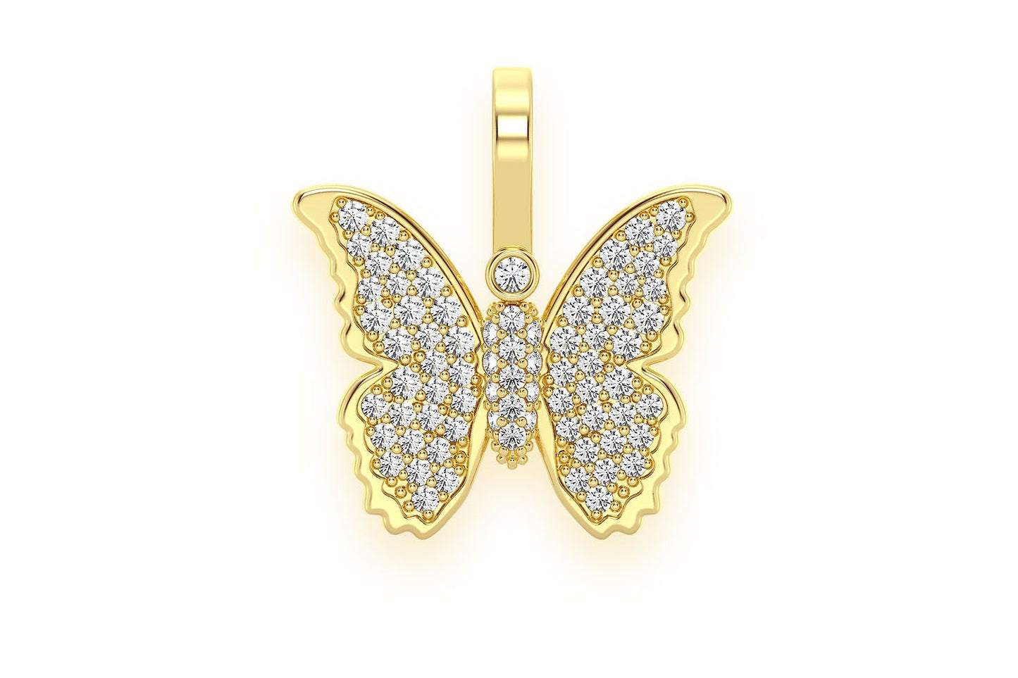 PANDANT CU DIAMANT FLUTURE, AUR MASIV DE 14K, 0.40CT