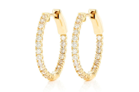 4PT INSIDE-OUT HOOP DIAMOND EARRINGS 14K SOLID GOLD 0.75CTW