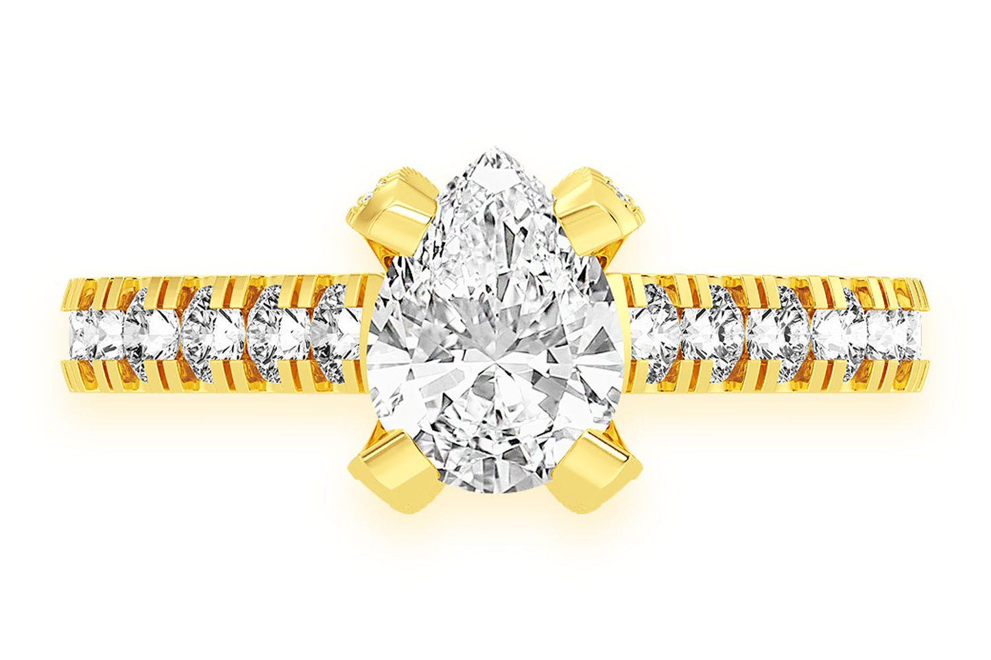 THINN - 1.00CT PEAR SOLITAIRE - SINGLE ROW SCALLOP - DIAMOND ENGAGEMENT RING