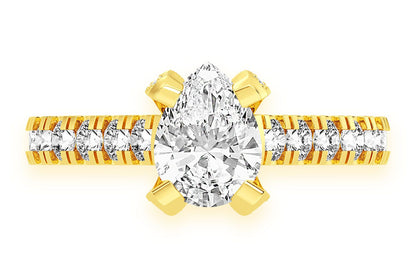 THINN - 1.00CT PEAR SOLITAIRE - SINGLE ROW SCALLOP - DIAMOND ENGAGEMENT RING