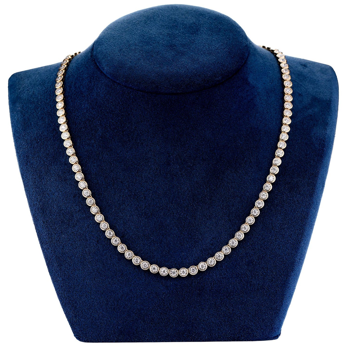 BEZEL SET MIRACLE DIAMOND TENNIS NECKLACE 14K SOLID GOLD 5.66CTW