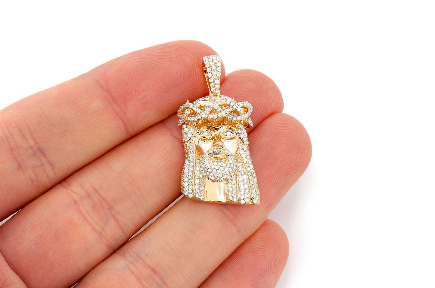 JESUS DIAMOND PENDANT 14K SOLID GOLD 1.50CTW
