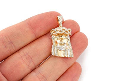 JESUS DIAMOND PENDANT 14K SOLID GOLD 1.50CTW